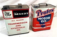 2 pcs- 2 gal. Oil cans- Protex & MF