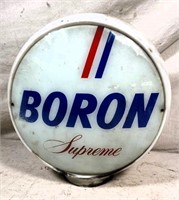 1940s Glass Original BORON gas pump topper 14"