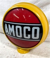 reprod. -Amoco Glass / steel gas pump topper 15"