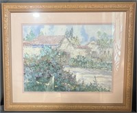 Homestead Farm Watercolor Art Print Framed