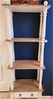 4 TIER PAINTED DISTRESSED SHELF WITH DRAWER