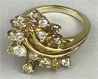 14K Irradiated Multi-stone Diamond Ring.