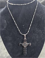 Multi Layer Cross with 9 Clear Stones