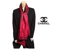 New w/Tags Chanel Unisex red Reversible Pashmina