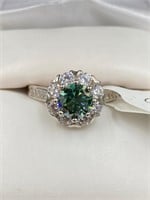 1.00 Carat Blue-Green Diamond Moissanite 925 Ring