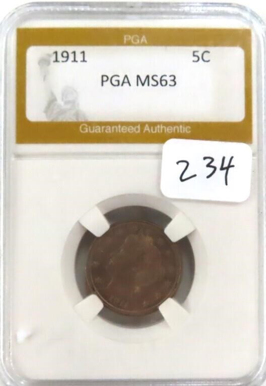 1911 Liberty Head Five Cent PGA MS63