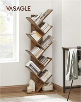 8-Tier Rustic Brown Tree Bookshelf