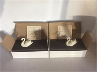Pair of Lenox Ivory China Swans