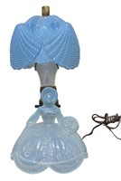 Vintage Southern Belle Blue Glass Nightstand Lamp