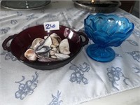 RED AND BLUE GLASS DISHES