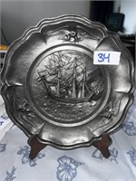PEWTER COMMEMORATIVE PLATE
