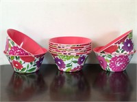 Pink and Flowers Melamine Bowls
