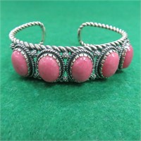 Sterling Silver Cuff with Pink Stones