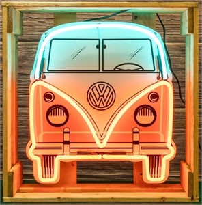Retro Chic VW Bus Neon Sign In Crate
