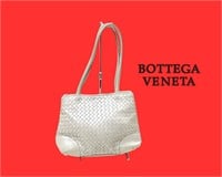 Original Bottega Veneta White Leather Shoulder Bag