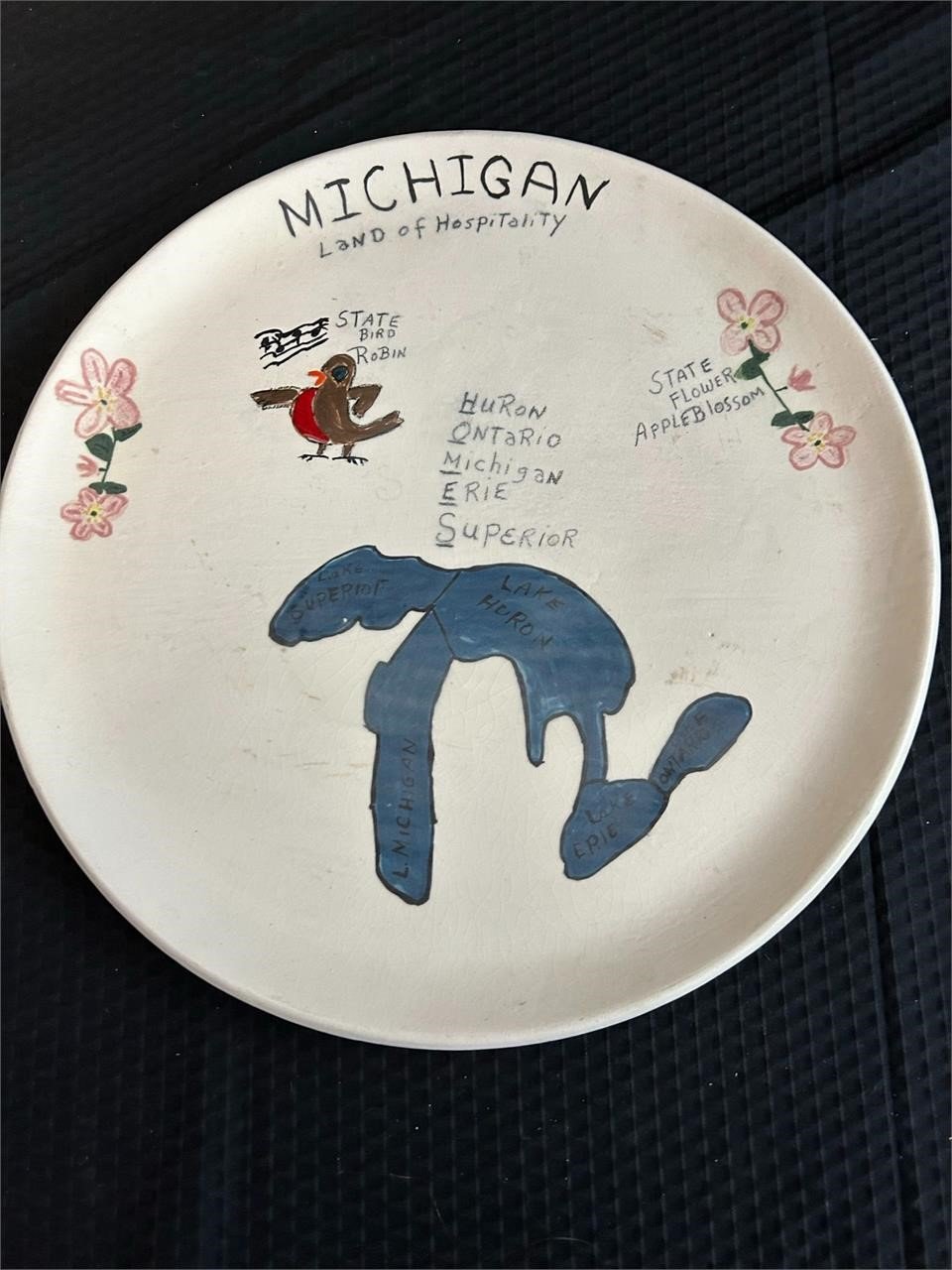 10" Michigan Decorated Plate