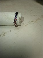 Batman Ring in Silver Tone with Red Stones