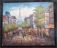 Paris Eiffel Tower Acrylic Painting on Canvas