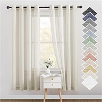 NICETOWN Linen Flax Semi-Sheer Curtains 72"