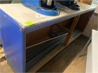 8' L x 2' x 36" T work top Blue storage cabinet
