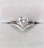 Zircon Heart Engagement Ring size 9 Faux Diamond