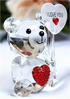 Crystal Clear Bear Red Heart Decor gift Ruby