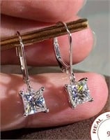 Pair of XL Faux Diamond dangle earrings princess