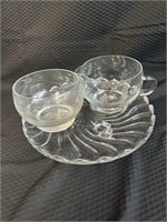 Glass Plate Saucer Cream and Sugar Container
