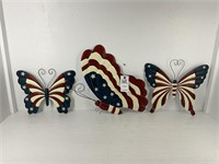 Patriotic Butterfly Fence Decor