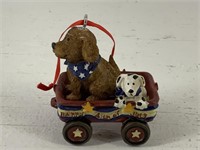 Happy 4th of July Wagon with Dogs Ornament