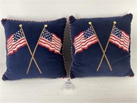 2- Embroidered American Flag Pillows