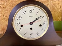 'BULOVA' MANTLE CLOCK - NEEDS REPAIR TO GLASS/HING