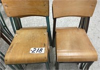 12 Wooden Hall Style Stacking Chairs.  NO SHIPPING