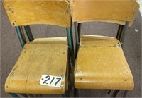 12 Wooden Hall Style Stacking Chairs.  NO SHIPPING