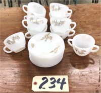 9 - Vintage Cups and Saucers with Cream and Sugar