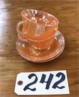 Fire King Peach Lusterware - 2 cups and saucers