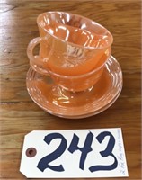 Fire King Peach Lusterware - 2 cups and saucers