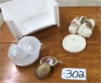 2 Sets of Tea Cups & Saucers, Brass Turtle &