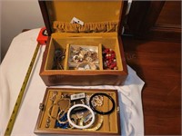 MB walnut jewelry box w/cont jewelry box, & costum