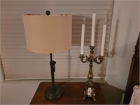 MB 2pc candelabra lamp and bedside lamp 3 bulb bra