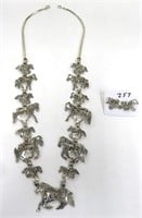 large Sterling Silver Necklace with Horses