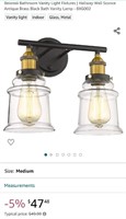 Beionxii Vanity Light Fixture- Brass/Black Lamp
