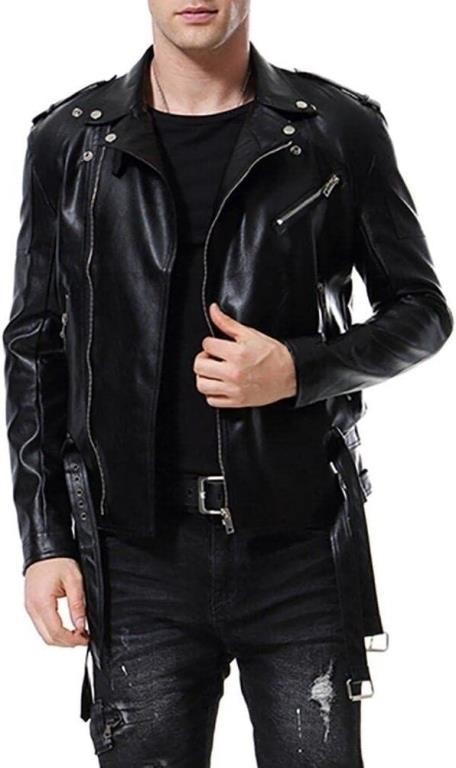Men's Faux Leather Biker Jacket | Live and Online Auctions on HiBid.com