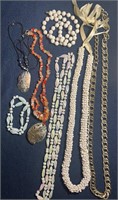 LOT, APPROX (7) ASSORTED SHELLS NECKLACE