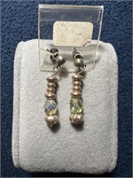 BEADED SILVER AND RHINESTONE EARRINGS SET