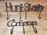 Metal sign decor with hangers