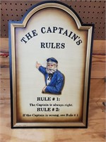The Captains Rules wooden sign
