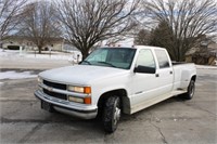 2000 CHEVROLET 3500, DUALLY CREW CAB PICK-UP WITH