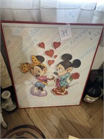 VTG Mickey & Minnie Mouse framed poster