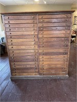 Antique Oak Multi-Drawer Type Cabinet